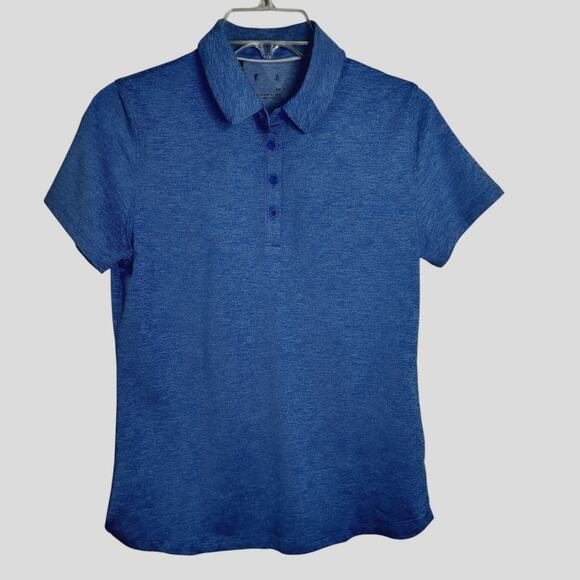 4186) Under Armour Women Versa Blue Zinger Short Sleeve Fitted Polo UPF 30 Small - Picture 1 of 9